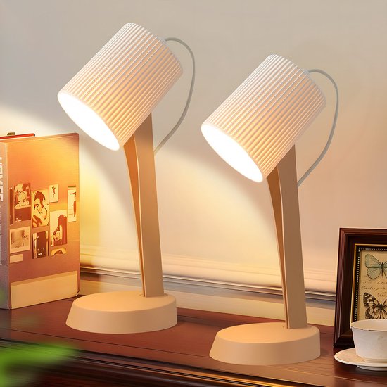 NETTLIFE Tafellamp E14 - bruin - 2 Stuks - Tafellampen met snoer - Moderne landelijke stijl - voor eettafel | slaapkamer - Zonder gloeilampen