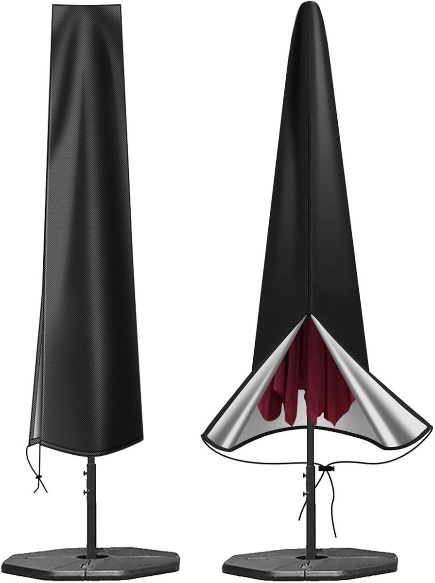 Famanu Parasolhoezen, waterdicht, 600D Oxford-stof, terrasparasolhoes met ritssluiting (190 x 30 x 50 cm), voor 2 m, 2,2 m, 2,3 m, 2,4 m, 2,5 m, 2,7 m, 2,8 m, 3 m, tuin, outdoor paraplu (zwart)
