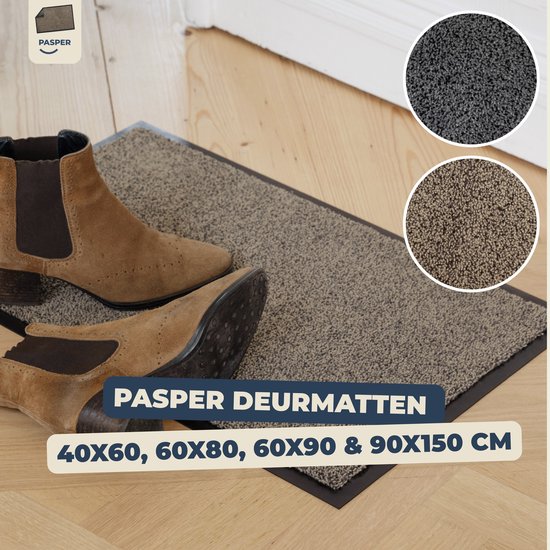 Paillasson intérieur marche à sec - 60 x 80 cm - Beige - Matériaux 100% recyclés - Fabriqué en België - Paillassons Pasper