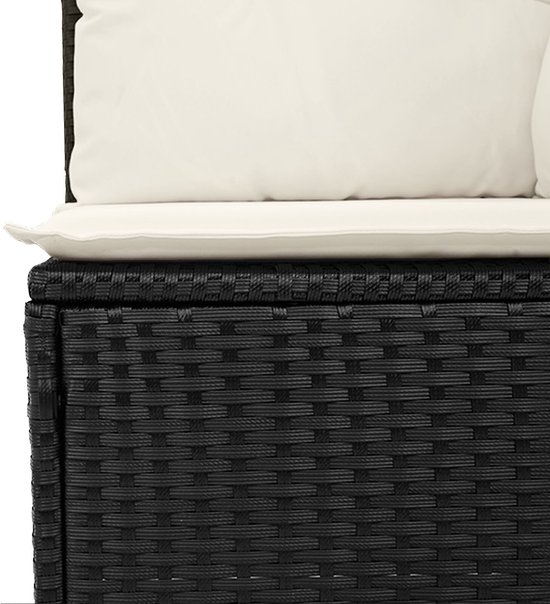 vidaXL - Tuinbank - Set - met - kussen - met - opslag - 9 - pcs - Zwart - Poly - rattan