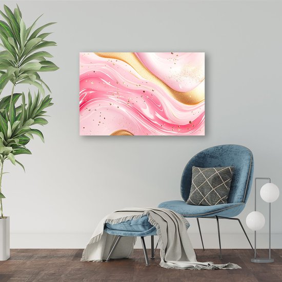 Roze-goud abstract design - Abstract poster - Poster golven - Abstracte kunst - Vintage posters - Posters voor thuis - Poster 90x60 cm