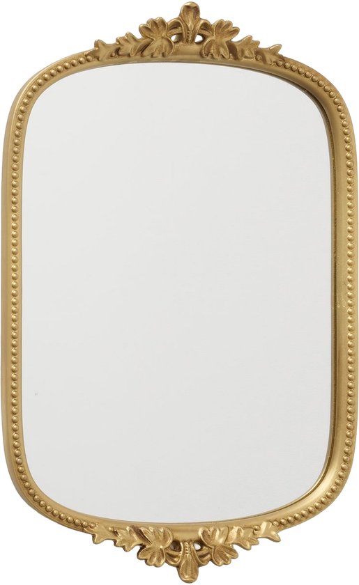 Boltze Wandspiegel Benita - goud - vintage - klassiek - H45cm - mat - bladmotieven