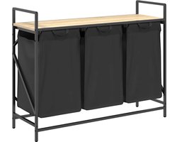 vidaXL - Wasmand - 3 - vakken - met - plank - sonoma - eikenkleurig