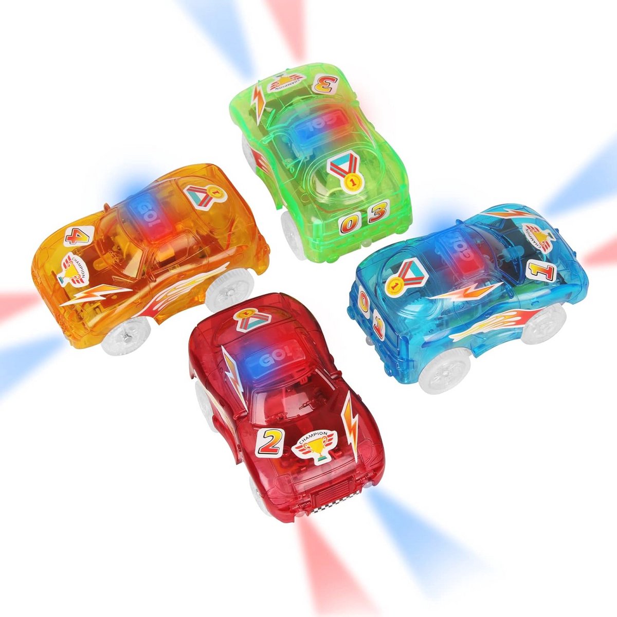 Trackspeelgoed auto set met LED verlichting en DIY stickers voor kinderen
