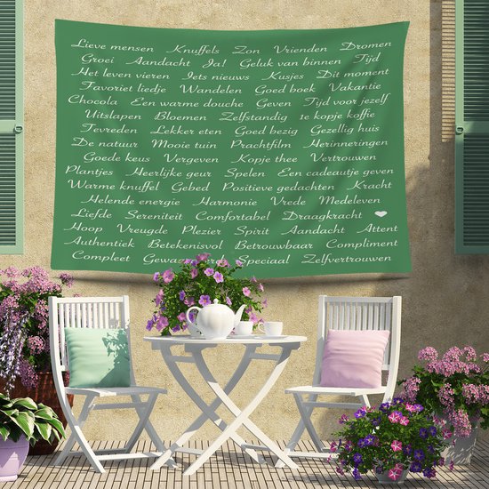 Ulticool - Texte Pensée Positive Zen Geluk Confidence Cadeau - Affiche Tapisserie - 200x150 cm - Groot tapisserie - Affiche Jardin Tapisserie