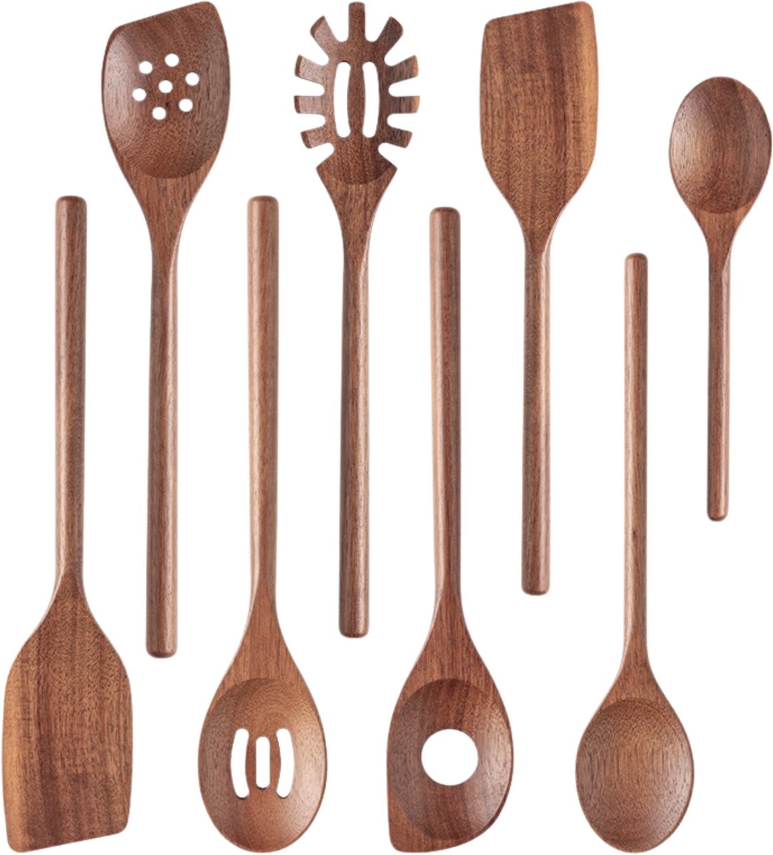 House of Husk Houten Spatel Set - Keukenspatel - Keukengerei set - Hittebestendig - BPA vrij - 8 stuks