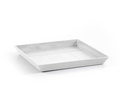 Ecopots Saucer Square - Pure White - 28 x H3 cm - Vierkante witte onderschotel met waterreservoir