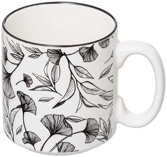 Tasses à Café Secret de Gourmet Fleurs - 8 pièces sur support métallique - Céramique - finition brillante - 240 ml - 7 x 8 cm