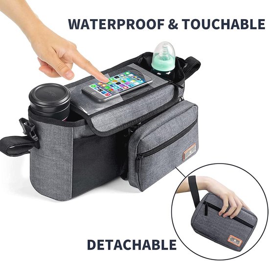 Buggy Organizer Kinderwagen Tas met Bekerhouders - Universele Pasvorm voor Alle Kinderwagens van Merkloos — afbeelding 3