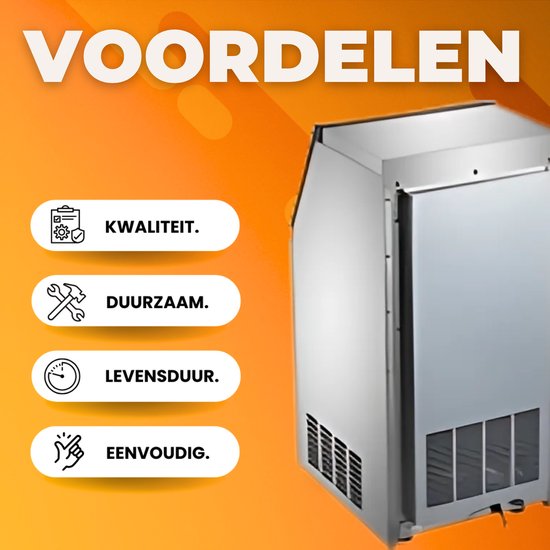 Ijsblokjesmachine Deluxe - Kubus Ijsmachine 25kg/24uur - Commerciële Ijsklontjes Ijsmaker van Merkloos — afbeelding 3