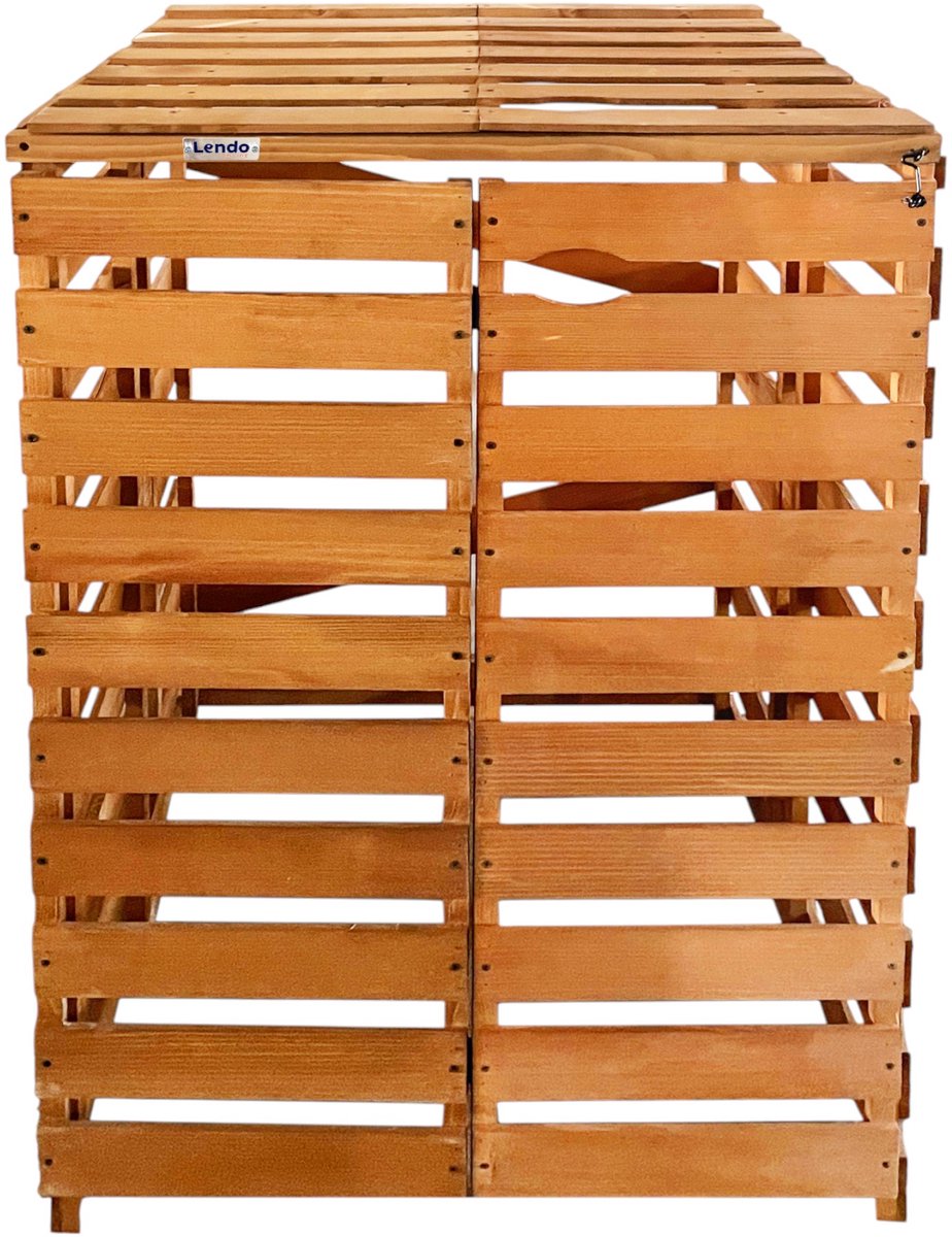 Lendo Online Containerombouw van geïmpregneerd vurenhout - 1x Kliko - 71x80x118cm - Ombouw voor kliko's - Kliko ombouw - Containerberging - Bruin - Weersbestendig
