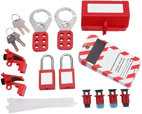 Elektrische Stroomonderbreker Lockout Tagout Kit Safty Hangslot Loto Tags Hasps Set Voor Industriele Chemische