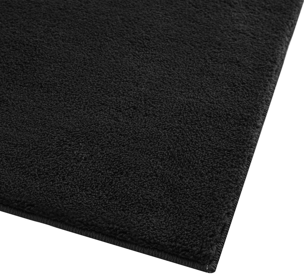tectake® Kortpolig Vloerkleed - 140 x 200 cm - Zwart - 1630 g/m² Poolgewicht - Tapijt voor Woonkamer, Slaapkamer, Eetkamer - Onderhoudsvriendelijk en Wasbaar - Antislip Ondertapijt - Allergievriendelijk - Diverse maten en kleuren