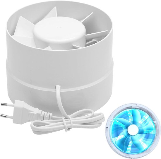 Milduall kanaalventilator 100mm, inline afzuigventilator kanaalventilator rookafzuiging pijpventilator 130m³/h, 34dB stil voor badkamer keuken kas tent garage