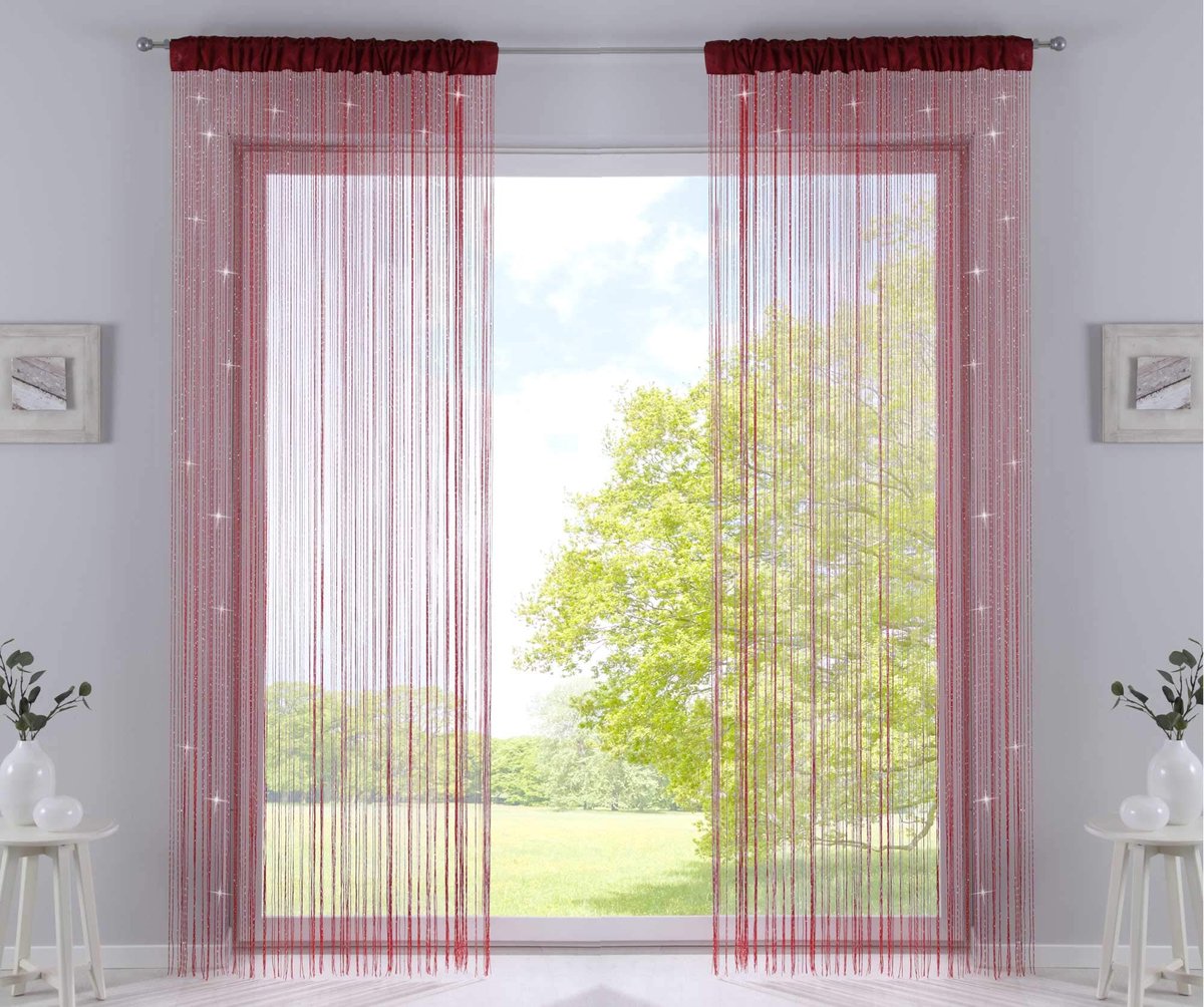 Unyqoos ® Gezellige en Flexibele Draadgordijnen voor Stijlvolle Interieurdecoratie - Set van 2 Rood