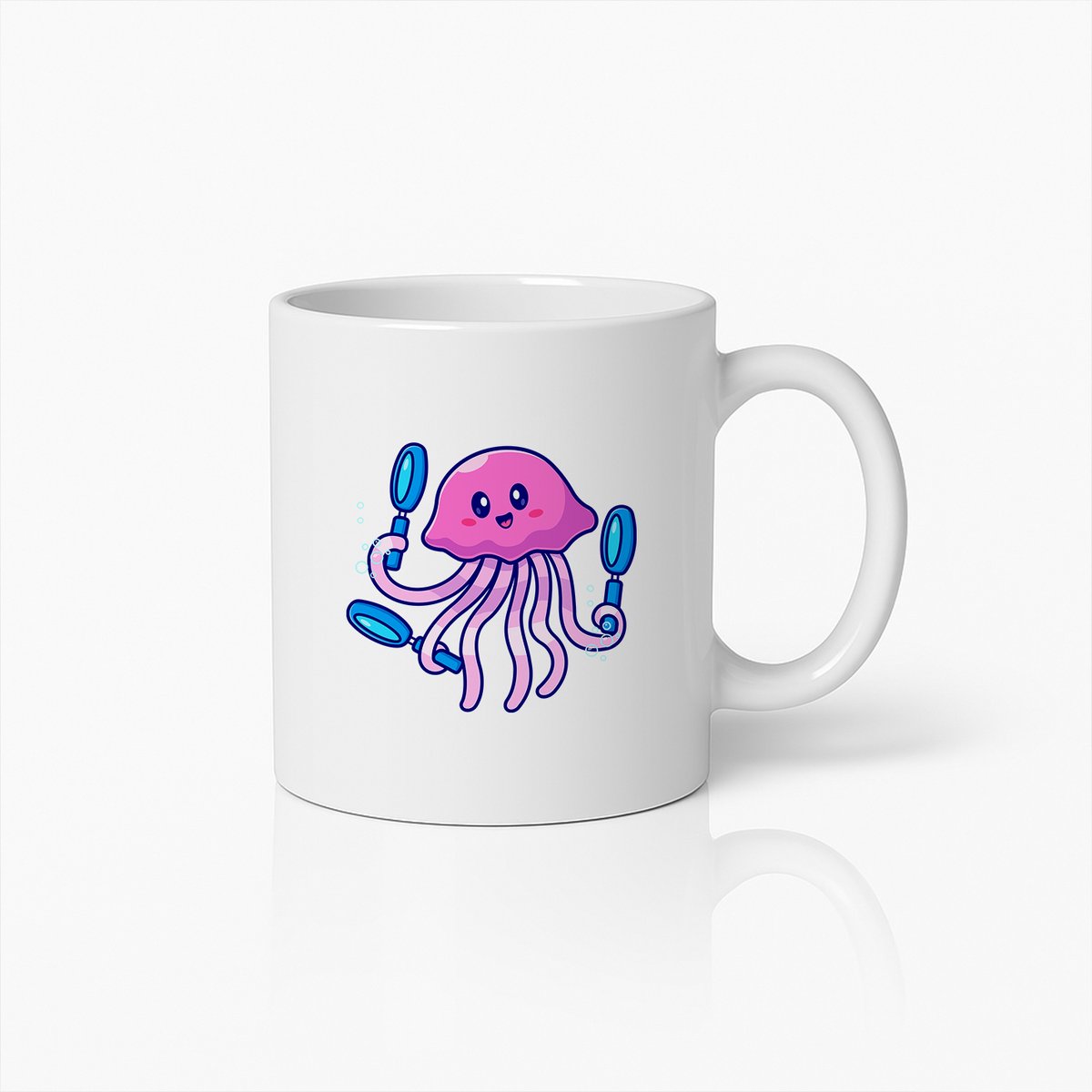 Schattige Roze Kwallen Cartoon Mok – Leuk Zee Dier Koffiebeker