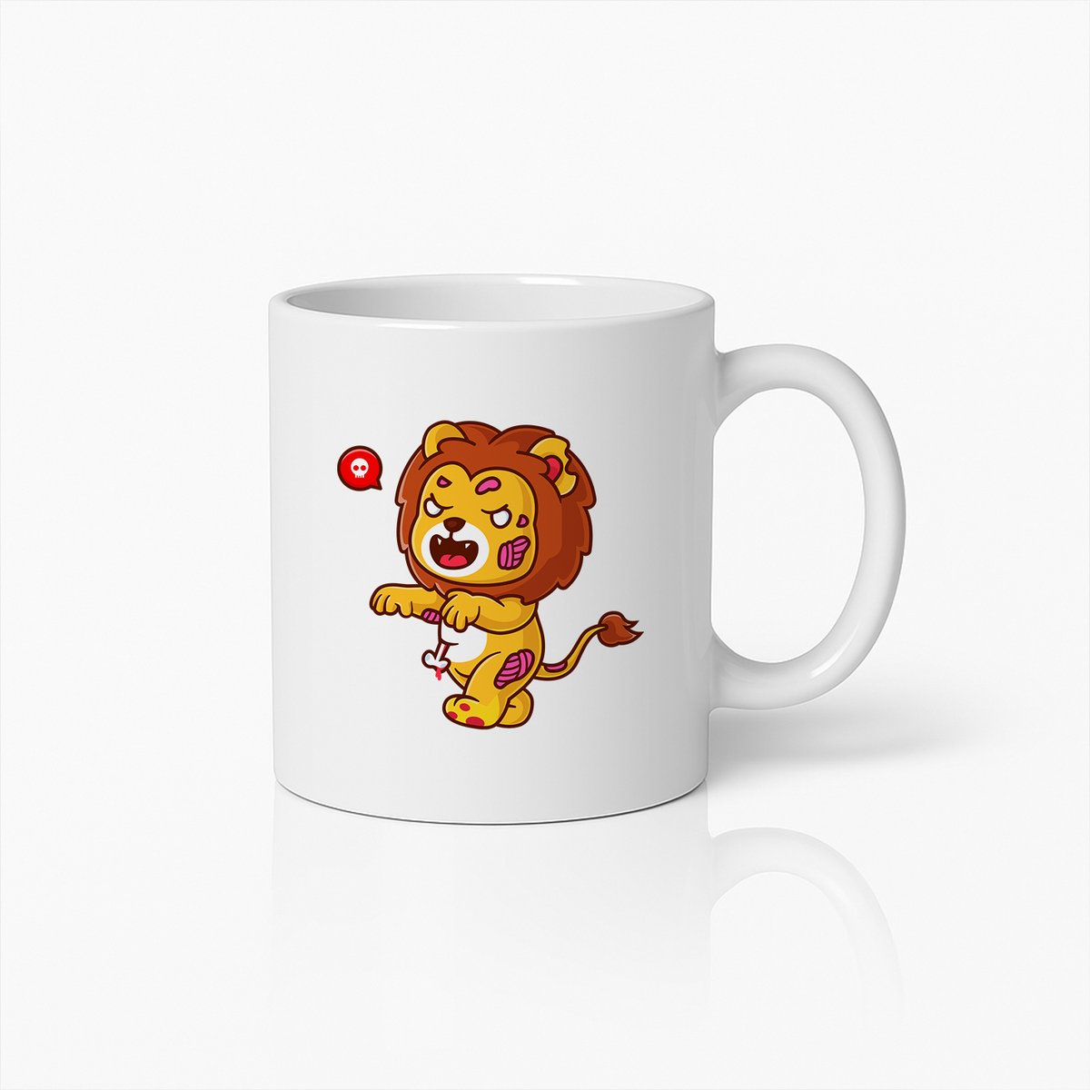 Schattige Zombie Leeuw Cartoon Mok – Leuk en Uniek Cadeau voor Dieren- en Zombie Fans