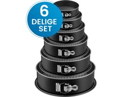 Ronde bakvormen - 6 Delige Set - Taartvormen - Springvorm Set - Non-stick Coating - Ø12 t/m 28 cm - Losse Bodem - Stapelbaar - Voor Cake, Taart, Quiche - Zwart Ronde bakvormen - 6 Delige Set - Taartvormen - Springvorm Set - Non-stick Coating - Ø12 t/m 28 cm - Losse Bodem - Stapelbaar - Voor Cake, Taart, Quiche - Zwart