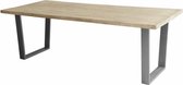 Duverger Massive - Eettafel - 230x95cm - Massief mango - blank antiek - geschuurde RVS-poten -trapezevormig - Afm: 120 cm - 60 cm - 92 cm
