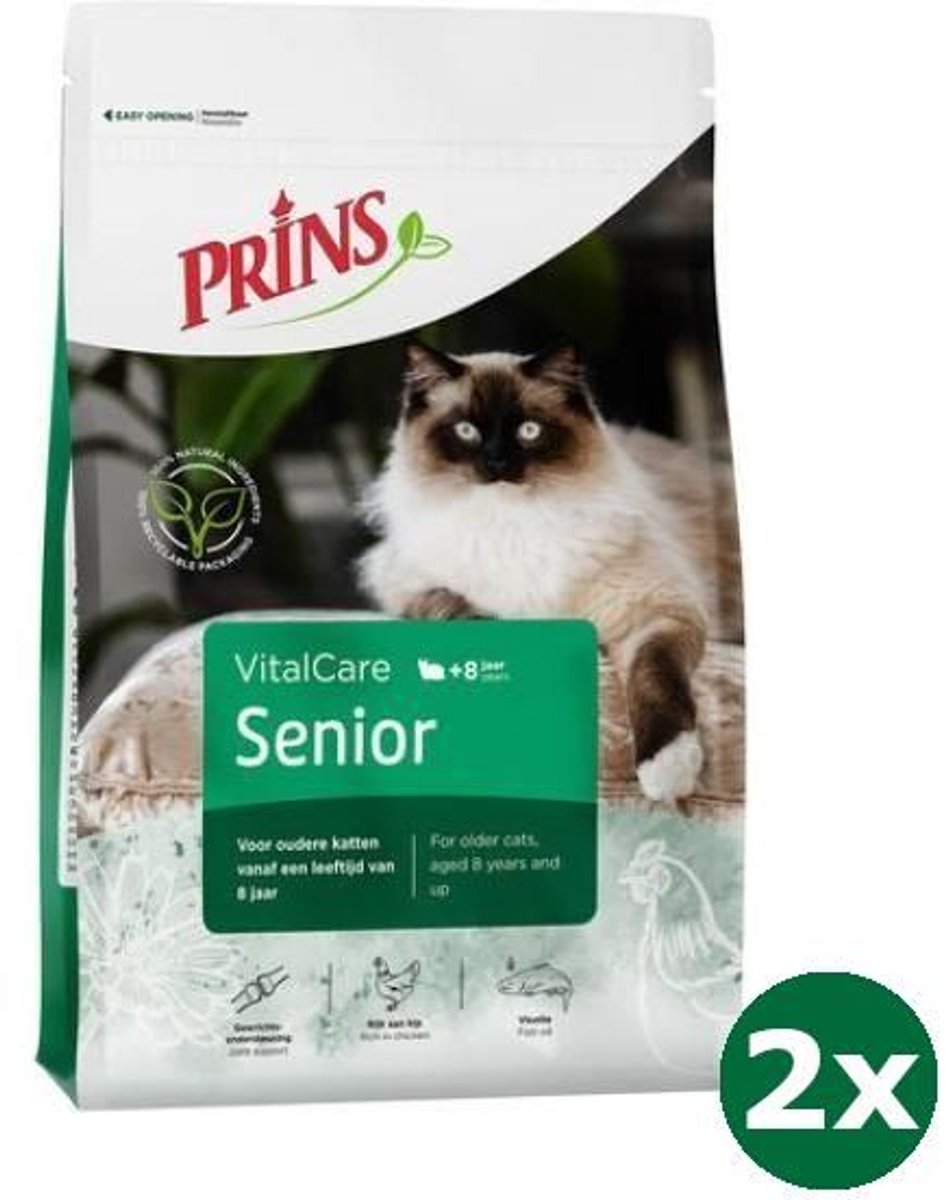 Prins Prins cat vital care senior 12+ kattenvoer 2x 4 kg