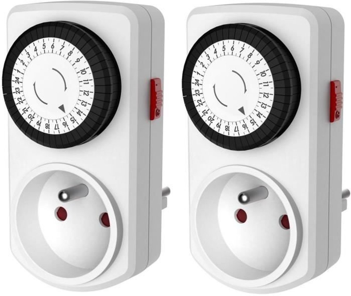 Set van 2 mini mechanische dagelijkse timers - GAO - 3680 W - 48 programma's - Wit