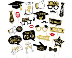 LUQ - Foto Props – 25-delige Set Afstudeer & Geslaagd Feestaccessoires – Fotobooth Props voor Afstuderen & Graduation