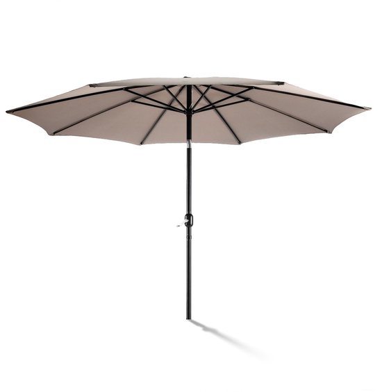 Parasol 350 cm Aluminium Kantelbaar met Beschermhoes | 8 Ribben | UPF50+ UV-bescherming | 42 mm Staander | Slingermechanisme | Waterafstotend | Stokparasol Taupe voor Tuin & Terras