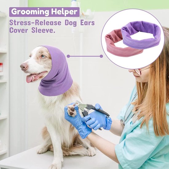 Hond Snood voor hond nek en oren warm comfort anti-angst baden verzorging hond oor kromming snood hoofddeksels (S, blauw
