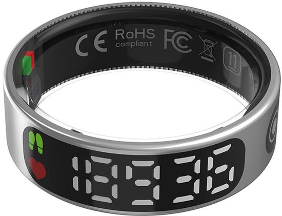 Bague Connectée Avec écran LED – Tracker D’activité Et Sommeil – IP68 étanche – 18 MAh – Étui De Charge 300 MAh – Application Mobile
