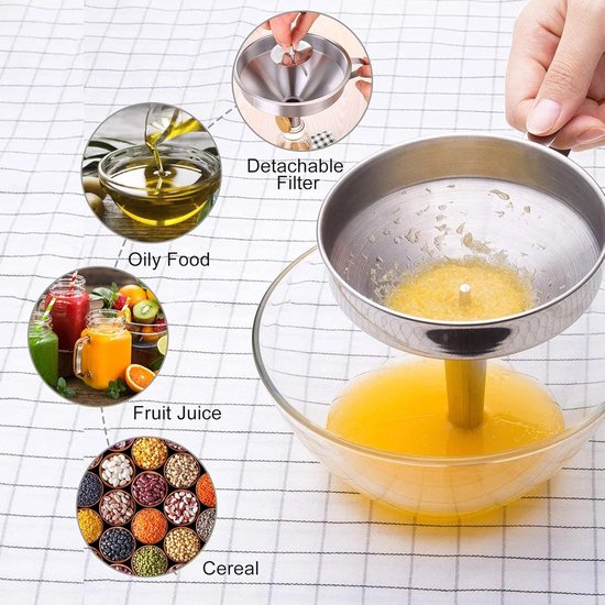 3 Entonnoirs Inox Avec Brosses - 4.5/5.5/7.5cm | Pour Cuisine, Huile, Épices