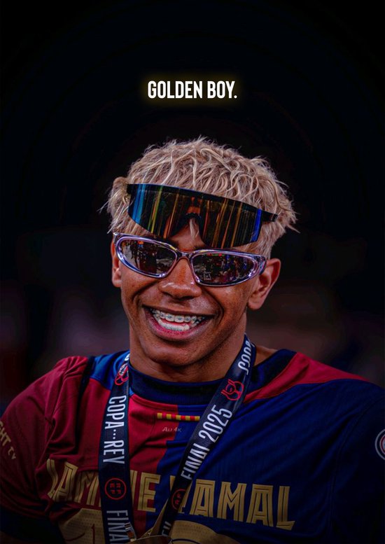 Lamine Yamal Poster Ingelijst – Golden Boy FC Barcelona – Copa del Rey ...