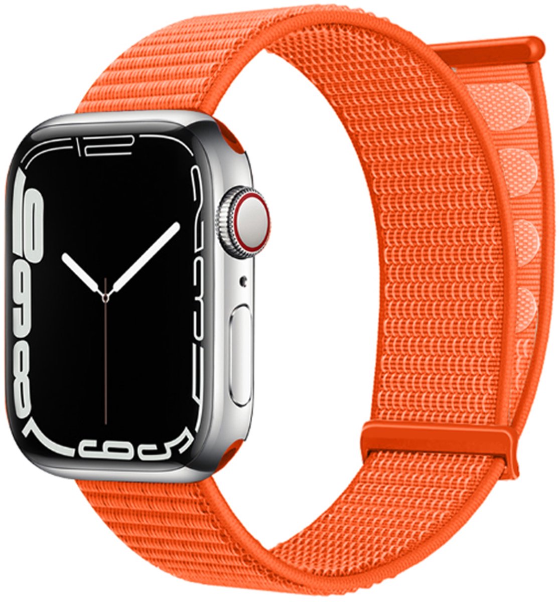Strap-it Nylon Loop bandje - Geschikt voor Apple Watch Series 1/2/3/4/5/6/7/8/9/10/11/SE/SE2/SE3 - Oranje - Nylon bandje met klittenband - Stof iWatch bandje voor maat: 38 / 40 / 41 / 42mm