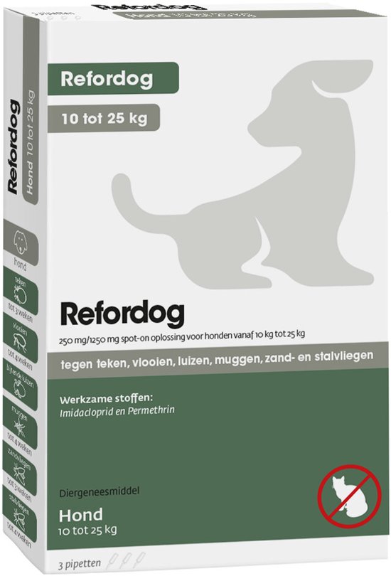 Tick Off Refordog Spot-on 250 mg 10 kg tot 25 kg - 3 stuks