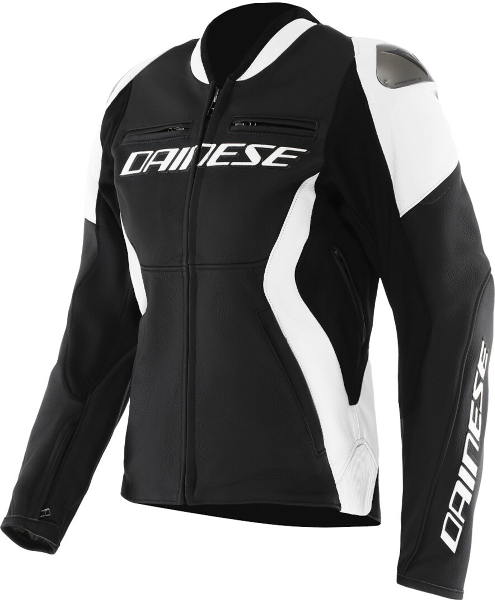 Dainese Racing 5 Dames Zwart Wit Leren Motorjas - Jas