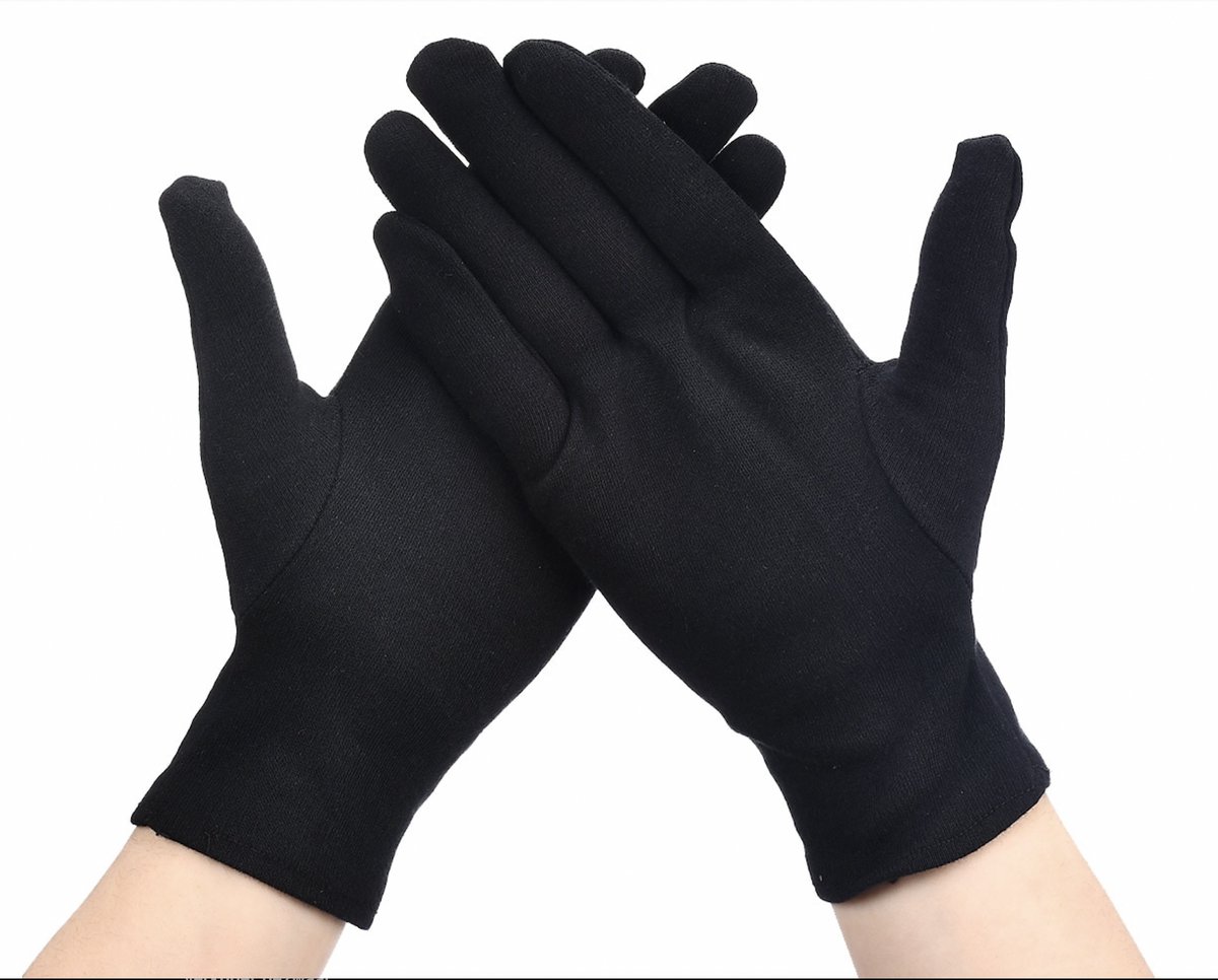 Katoenen handschoenen Zwart L 40stuks/20Paar - Beschermende Handschoenen L Zwart - Gezondheidszorg - Ziekenhuis - Beauty Center, Kapper en Salon Spa Tattoo – Jewelry - eczeem / allergie / handcreme - juweliers / munt handschoen