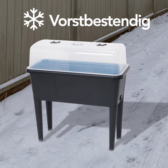 Brixy Kweektafel Op Poten XXL - Kweekbak - Rechthoekig - 76 x 37 x 85 cm - 70L - Buiten Binnen - Deksel - Zwart