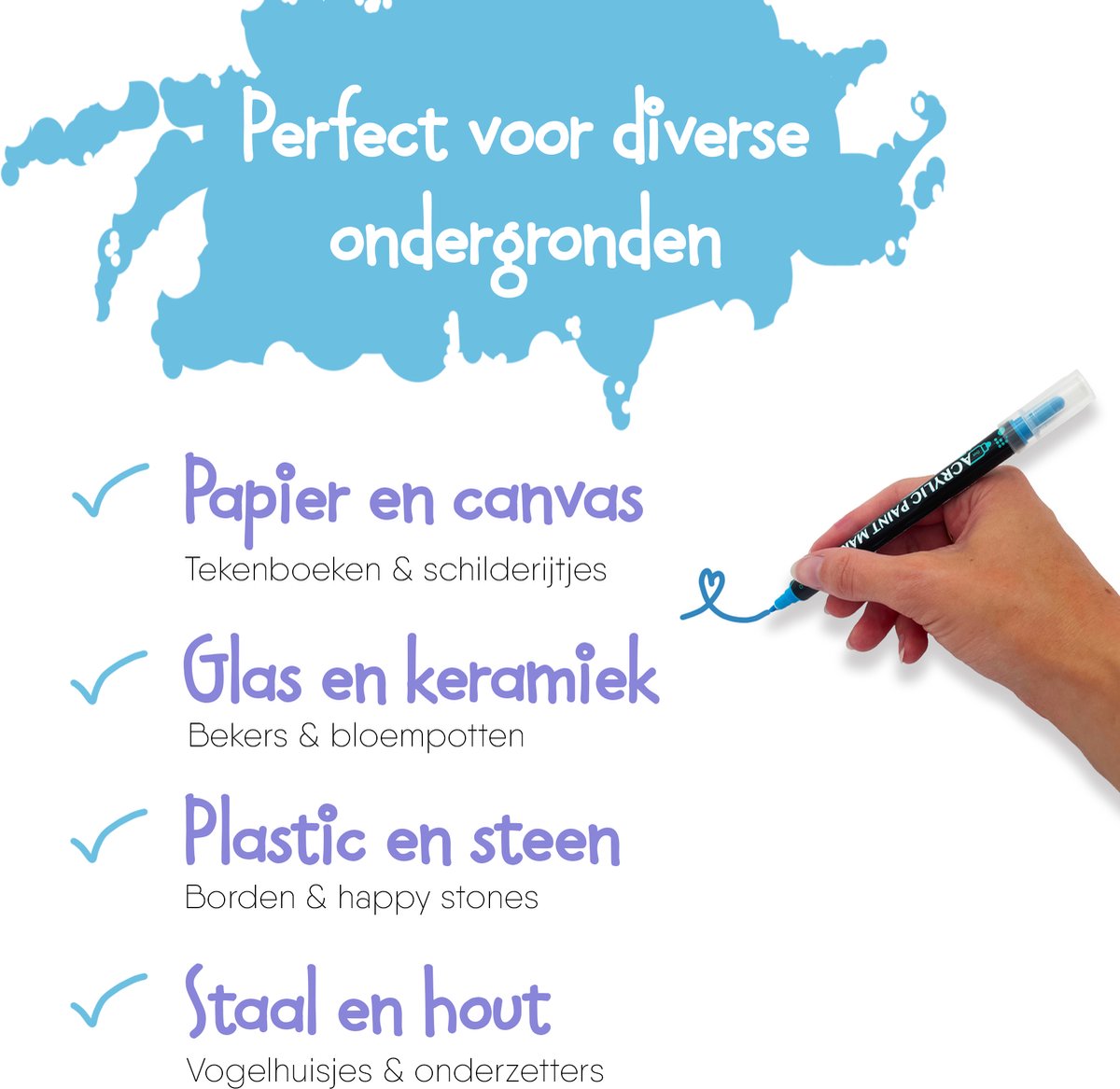 CREACOL Acrylstiften 24 stuks - Dual Tip - Verfstiften - Tekenset - Happy Stones Stiften - Inclusief Sjablonen — afbeelding 3
