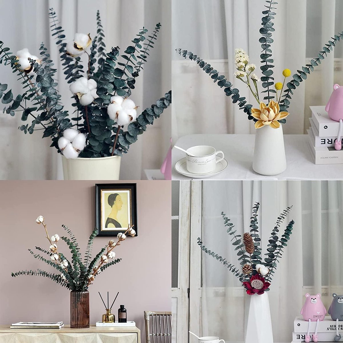 10/12/22st geconserveerde gedroogde eucalyptus takken, 17 natuurlijke verse eucalyptusplant for douche, echte plant for vaasvuller, gedroogde bloemenarrangement, woondecoratie(10pcs