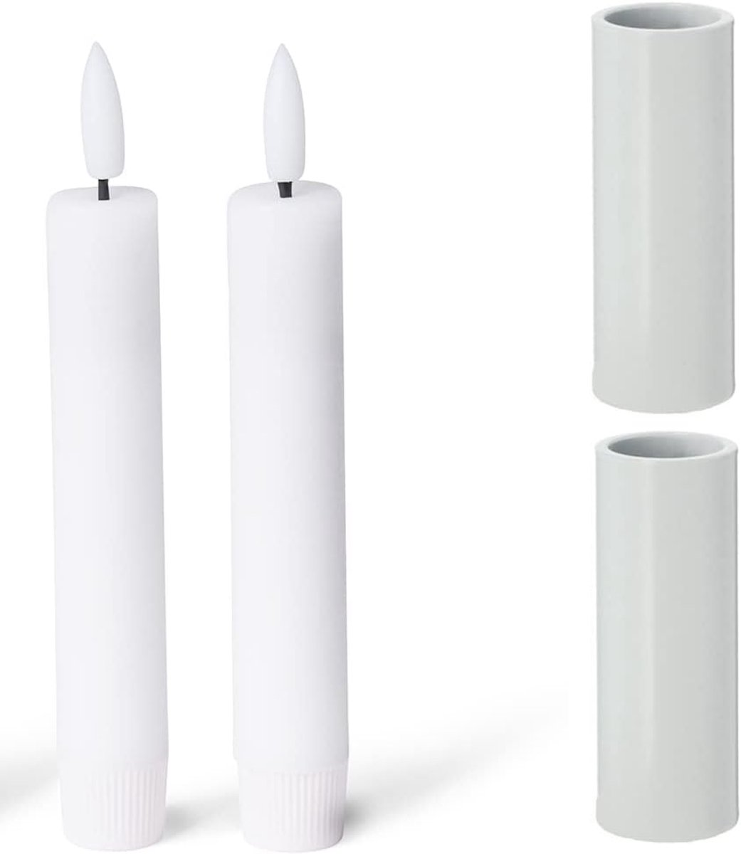 Novaliv set van 2 kaarsenhouders, magnetische kaarsenhouder, wit, 2,8 x 5 cm, kaarsenhouders, tafelkaarsen, premium LED kaarsenhouders, adventskrans kaarsenhouder, kersttafeldecoratie