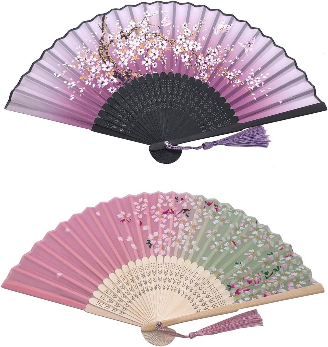 Opvouwbare Handventilatoren - 2 Stuks Bamboefans voor Feestjes, Cosplay en Decoratie