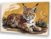 Levendig van lynx - Lynx schilderij - Muurdecoratie canvas dieren - Expressionisme - Moderne schilderijen - Kantoor accessoires - canvas 45x30 cm