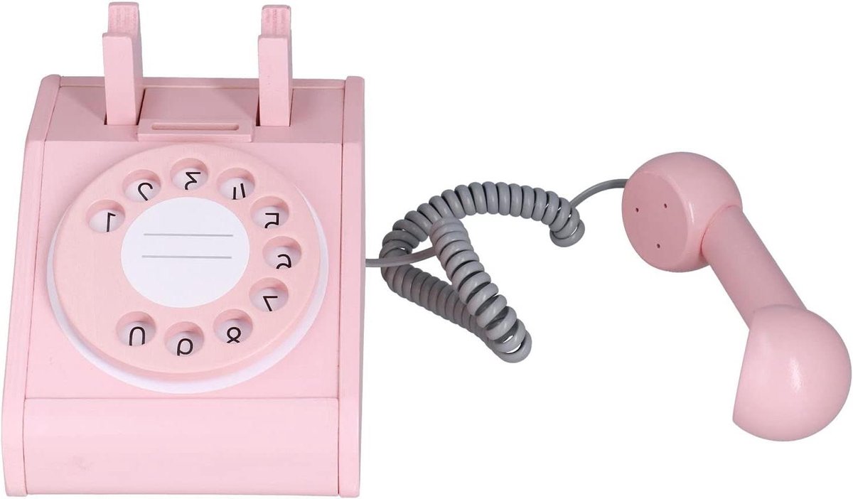 Vintage Roze Speelgoed Vaste Telefoon met Eenvoudige Draaischijf voor Thuis