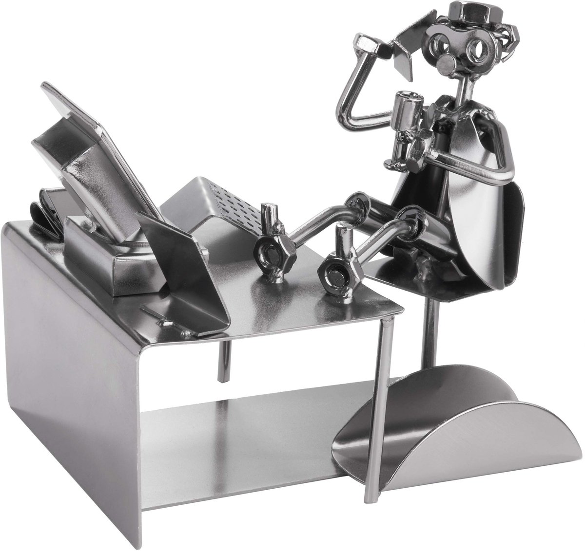Ibenzoa® Unieke Handgemaakte Metalen Figuren met Visitekaarthouder voor Kantoor en Thuiskantoor