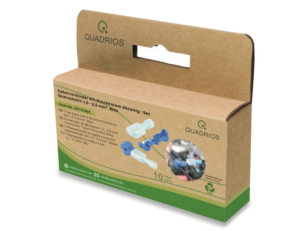 Quadrios 2011C403 2011C403 Aftakconnector Flexibel: 1-2.5 mm² Massief: 1-2.5 mm² Aantal polen: 2 20 stuk(s) Blauw