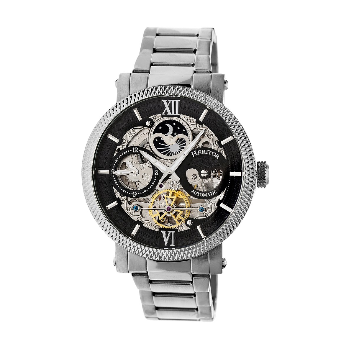 Heritor Automatic Aries Skeleton Dial Armbandhorloge - Zilver-Zwart