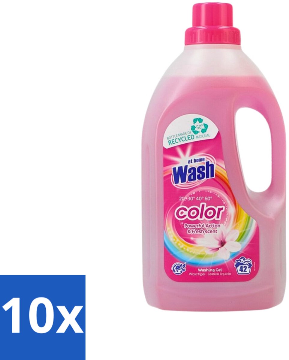 At Home Wasmiddel Color 42 Wasbeurten Kleur 1,5 liter - Bulkverpakking - 10 stuks