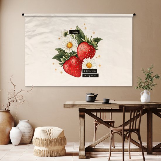 Tapisserie murale 180x120 cm - Fraises - Marguerites - Citation - Étoiles - Tapisseries