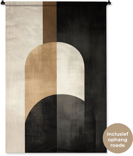 Wandkleed 90x135 cm - Wanddoek Geometrische - Vormen - Wit - Wandtapijt - Wandkleden
