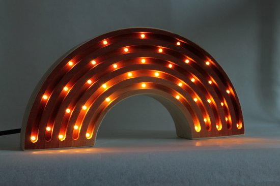 Nachtlamp Regenboog Bruin - Kinderkamer - Babykamer - LED-Verlichting - Hout - Handgemaakt - Lamp - Lichtenhout.nl van Lichtenhout.nl — afbeelding 4