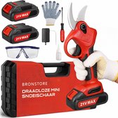 BronStore® Elektrische Snoeischaar - Accu Heggenschaar - Takkenschaar Electrisch - 28mm Snijdiameter - Inclusief Opbergkoffer & 2 Accu's